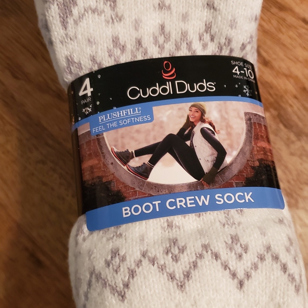 Cuddl Duds Boot Crew Socks, 4 Pair, NWT - Picture 4 of 5